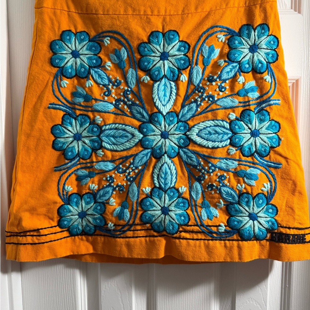 Anthropologie - Harare Bright Orange Embroidered Skirt! Gorgeous - Picture 2 of 10